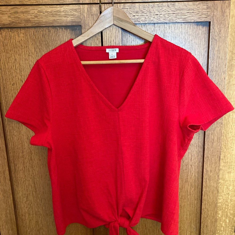 J.Crew Textured Tie Front Short Sleeve XL, L5954